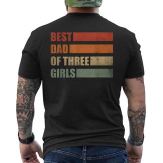 Retro Padre Di Tre Figlie Papà Di 3 Figlie Festa Del Papà T-shirt da uomo con stampa posteriore - Novitaregali