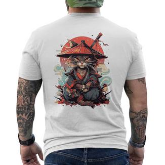 Tatouage De Chat Japonais Rétroamouraï Graphique Ninja Kawaii Haut De Gamme T-shirt imprimé au dos - Cadeauxyz