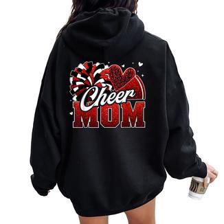 Game Day Megaphone Pom Pom Cheerleader Cheer Mom Red Women Oversized Hoodie Back Print - Thegiftio UK