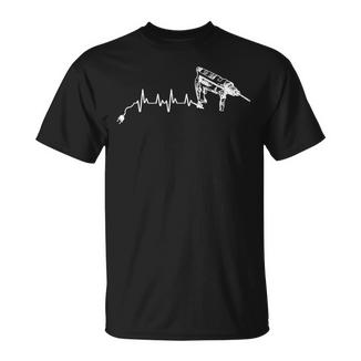 Bohrmaschine Geschenk Handwerkerchreiner Männer Diy Herzschlag T-Shirt - Geschenkecke