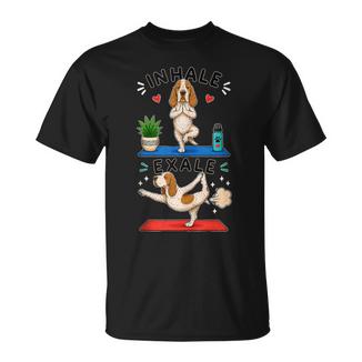 Bracco Italiano Haciendo Yoga Inhalar Exale Digor Divertido In Mangas Camiseta unisex - Regaloses
