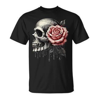 Calavera Con Rosa Roja Camiseta unisex - Regaloses