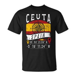 Ceuta Bandera España Coordenadas Gps De Ceuta Manga Larga Camiseta unisex - Regaloses