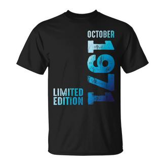 Desde Octubre 1971 Año 1971 Retro 1971Intage Edición 1971 Cuello Camiseta unisex - Regaloses