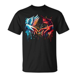 Miguel Ángel Creación Manos De Adán Ángel Y Diablo Manga Larga Camiseta unisex - Regaloses