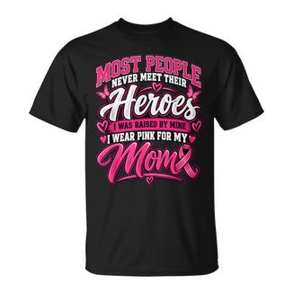 Mom My Hero Breast Cancer Awareness Pink Ribbon T-Shirt - Thegiftio UK