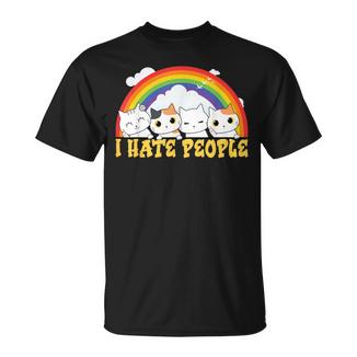 Niedliche Katze Regenbogen – I Hate People T-Shirt - Geschenkecke