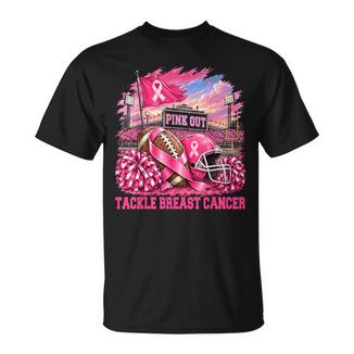 Pink Out Tackle Breast Cancer Awareness Football Mom Kids T-Shirt - Thegiftio UK