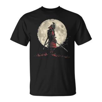 Samurai Guerrero Bushido Luna Aullando Japonés Camiseta unisex - Regaloses