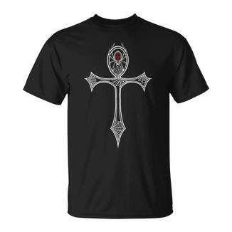 Símbolo Egipcio Y Gótico Ankh Con Cruz Araña Gótica Camiseta unisex - Regaloses