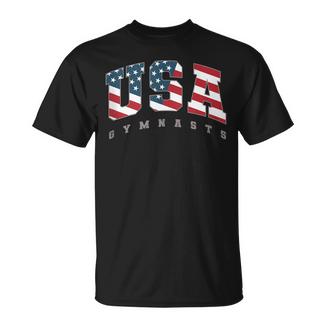 Usa Gymnasts Bandera Equipo Apoyo Atleta Gimnasia In Mangas Camiseta unisex - Regaloses