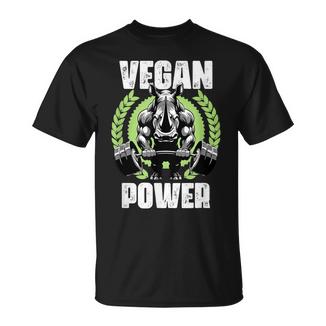 Vegan Power Rhinocerosegan Levantamiento De Pesas Gimnasio Cita Gimnasio Fitnes Camiseta unisex - Regaloses