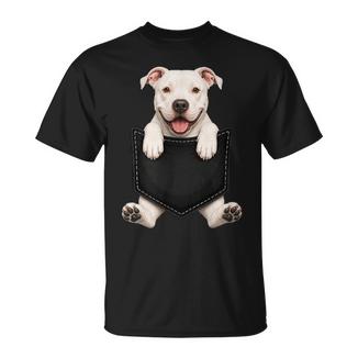 White Pitbull Lover Cute Pocket Pittie Dog Mom T-Shirt - Thegiftio UK