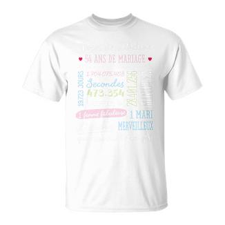 Cadeau 54 Ans De Mariage Pour Couple Noces De Zibeline Haut De Gamme T-Shirt - Cadeauxyz