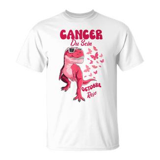 Cancer Duein Octobre Rose Papillon Dinosaure T-Shirt - Cadeauxyz